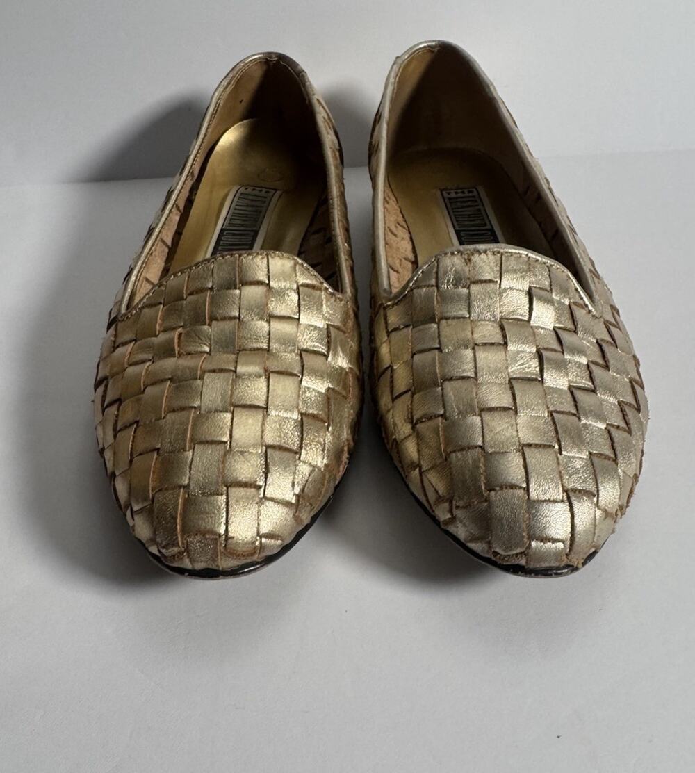 The Leather Collection Woven Metallic Gold Leather Flats Women’s Size 6 Brazil